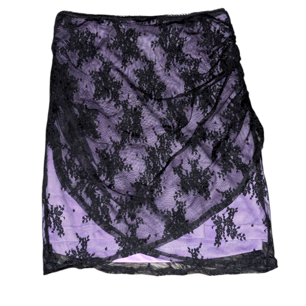 Urban Outfitters Y2K Black Lace Coquette Goth Fairycore Purple Mini Skirt XS - Picture 2 of 14